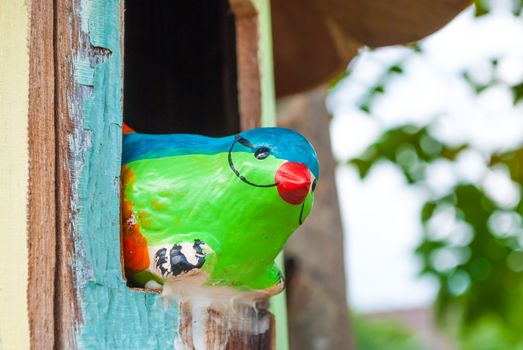 Bird Doll in Wood House, Closedup.