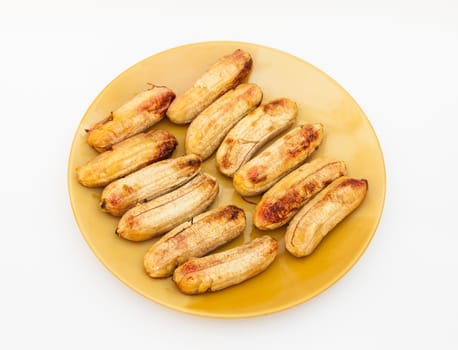 Baked Cultivated Bananas, Isolated.