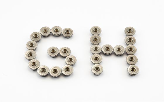 G and H Alphabet, Created by Stainless Steel Hex Flange Nuts.