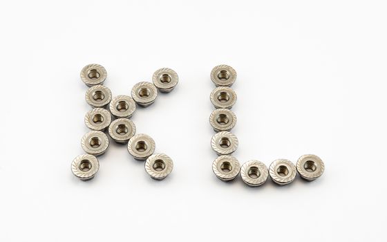 K and L Alphabet, Created by Stainless Steel Hex Flange Nuts.