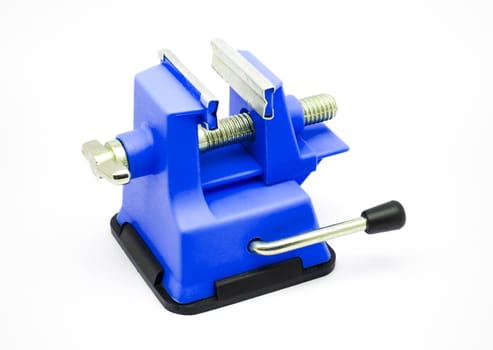 Blue Plastic Bench Vise with Suction Cup.