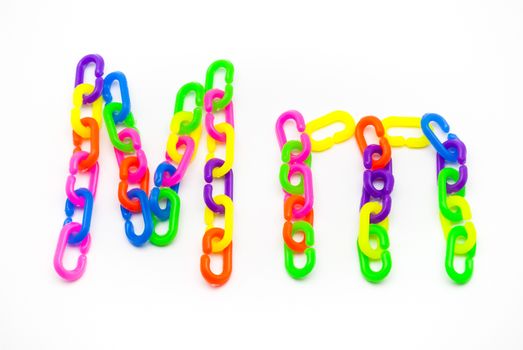 M and m Alphabet, Created by Colorful Plastic Chain.
