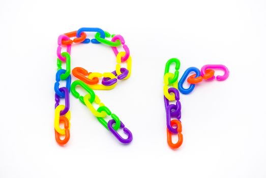 R and r Alphabet, Created by Colorful Plastic Chain.