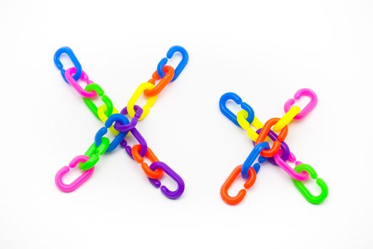 X and x Alphabet, Created by Colorful Plastic Chain.