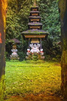 Traditional Hindu Bali Temple in Jungle near Ubud Indonesia