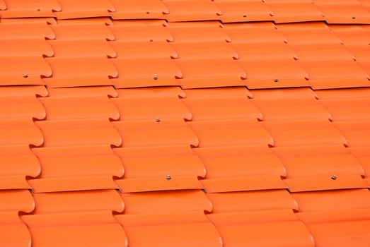 Dusty Orange Metal Sheet Roof Background/ Texture.