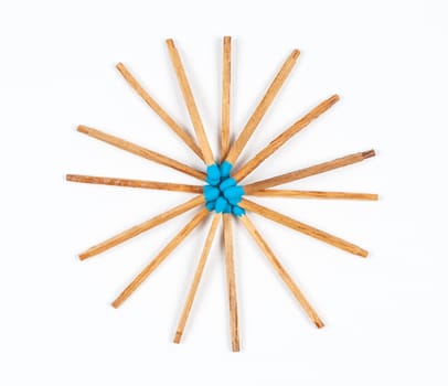 Round Pile of Blue Matchsticks.