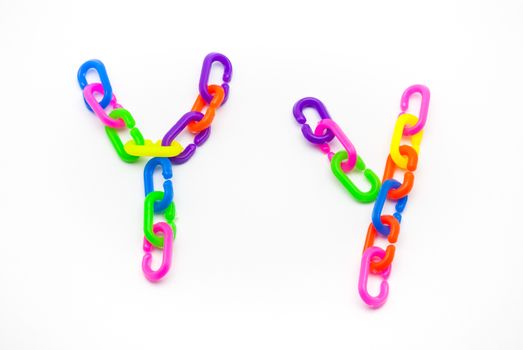 Y and y Alphabet, Created by Colorful Plastic Chain.