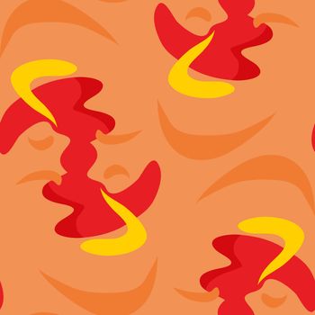 Abstract red and yellow shapes in seamless background