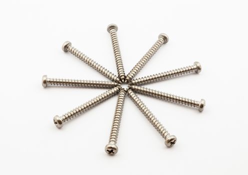 Round Pile of Stainless Steel Screws.