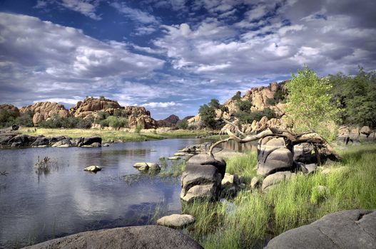 Beautiful serene lake in the heart of Prescott, Arizona.