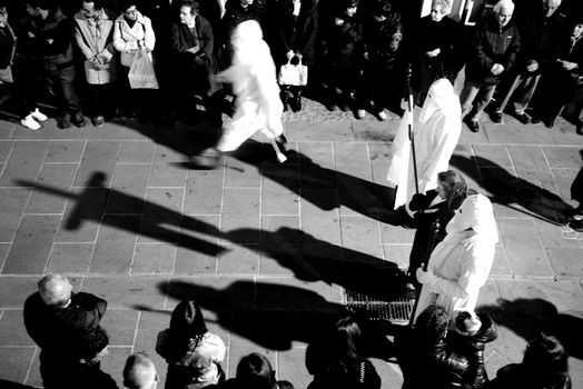 Iglesias, Sardinia - April 18, 2014: Iglesias Easter; Holy Week in 
Iglesias. It is celebrated every year, between the end of March and April.
Period celebrated from Palm Sunday to Holy Saturday before Easter.
In procession: "Sisters of the Blessed Sacrament."
Characterised by an unmistakable Iberian influence deriving from centuries 
of Spanish rule over the island. 