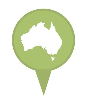 Australia map marker pin isolated on a white background.