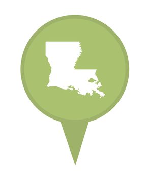 American state of Louisiana marker pin isolated on a white background.