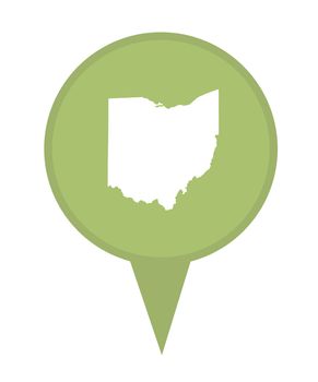 American state of Ohio marker pin isolated on a white background.