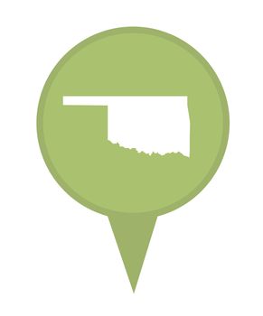 American state of Oklahoma marker pin isolated on a white background.