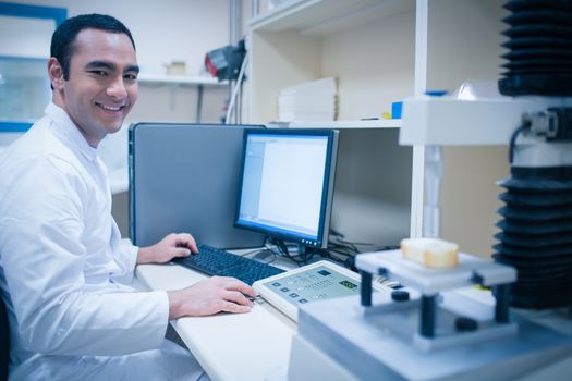 Food scientist using technology to analyse bread at the university