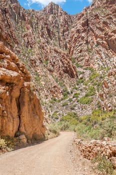 Geological formations in the Swartberg (Black Mountain) as seen from the historic pass.