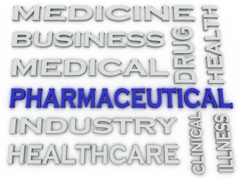 3d image Pharmaceutical industry issues concept word cloud background