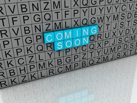 3d image Coming Soon concept text on white background