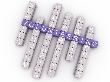 3d image Volunteering issues concept word cloud background