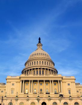 The United States Congress at sunset on the mall in Washington D.C.