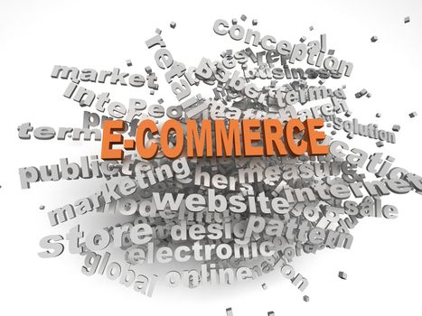 3d image E-COMMERCE issues concept word cloud background