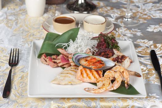 Assortment of seafood mix dish