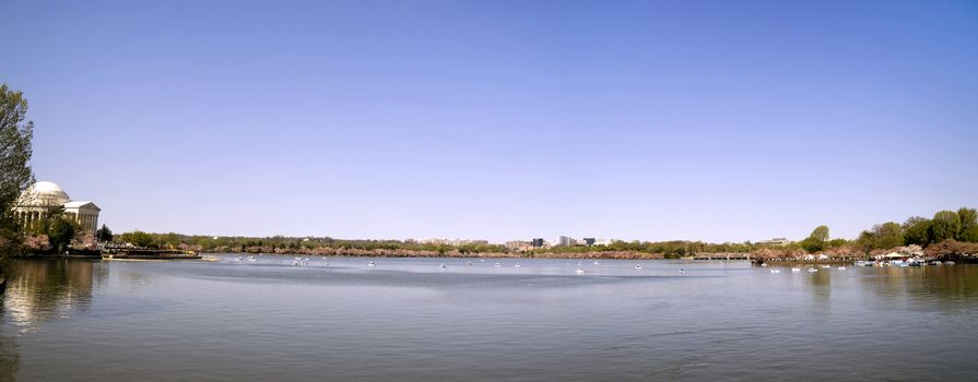 A view of the Tidal Basin with its landmarks in Washington DC