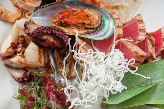 Assortment of seafood mix dish