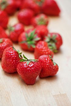 Fresh strawberries  at wooden background