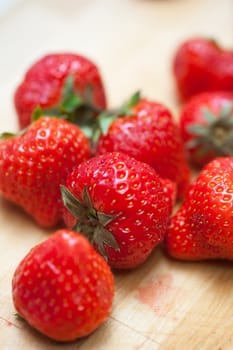 Fresh strawberries  at wooden background