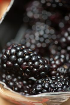 Fresh ripe blackberries  closeup photo