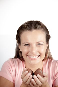 20-25, background, caucasian, decoration, easter, egg, event, felicity, female, giving, hand, handmade, happy, holding, hope, human, life, model, old, one, palm, people, person, portrait, property, releases, seasonal, show, showing, smile, smiling, studio, symbol, traditional, white, woman, years, young