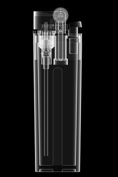X-ray view of lighter isolated on black background. High resolution 3D image