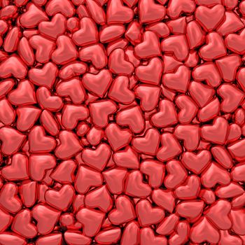 Background composed of many small red hearts. High resolution 3D image
