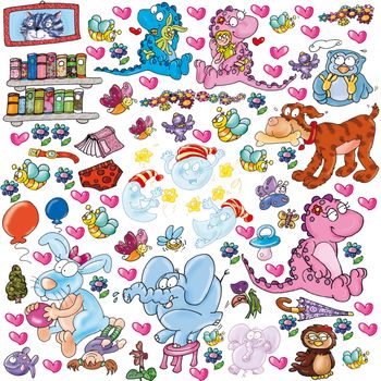 Mascots and stickers icons of oets and animals