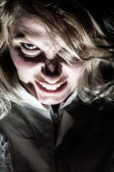 Scary Psycho Blonde Woman Frustrated and Looking at the Camera