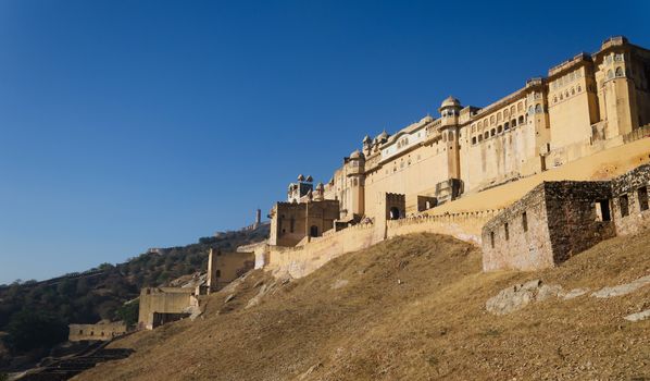 Landscape of Amber Fort in Jaipur, Rajasthan, India 