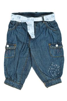 Baby jeans with pockets over the white background 