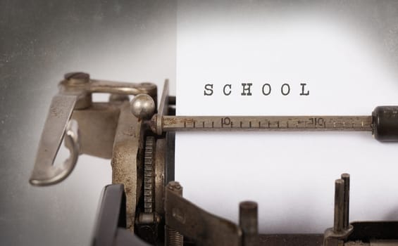 Vintage inscription made by old typewriter, School