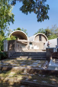 Ahmedabad, India - December 26, 2014: Tourist visit Sungath architectural office in Ahmedabad, India. Sangath designed in 1978 and completed in 1980, becoming one of the outstanding achievements of international contemporary architecture.
