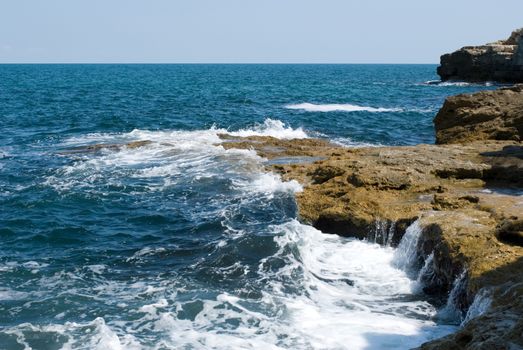 The Black Sea coast, cliffs, clear sky (summer day).