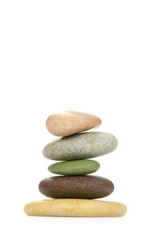 Color sea stones (the different form) on a white background.