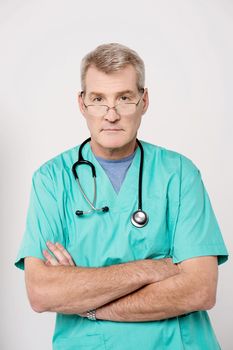 Confident male doctor stethoscope around his neck