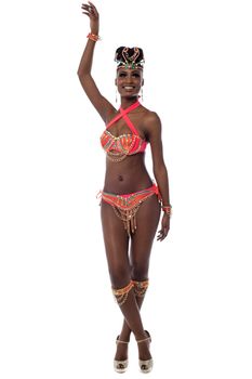 Full length of beautiful samba dancer