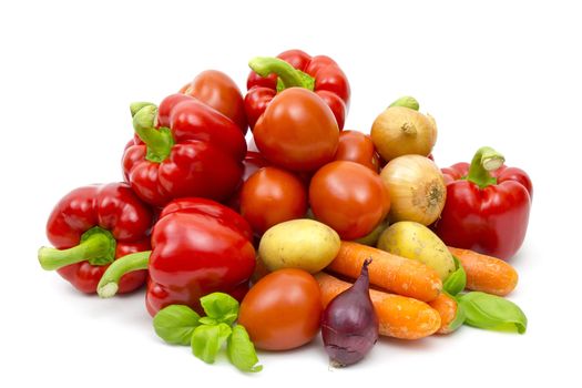 fresh vegetables on white background