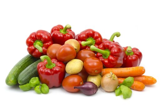 fresh vegetables on white background