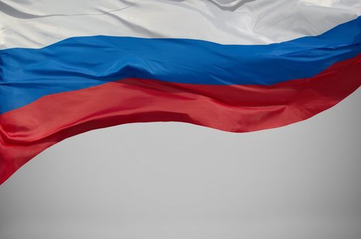 The flag of the Russian Federation waving in the wind.