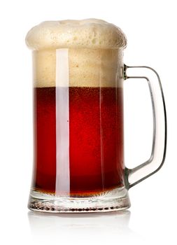 Mug of red beer isolated on a white background